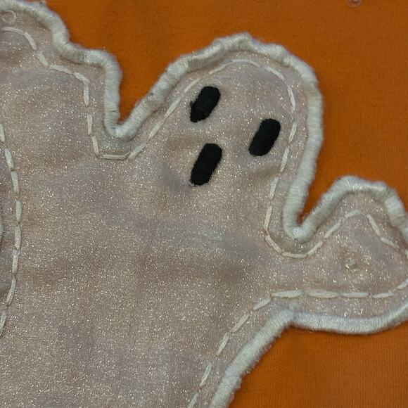 Vintage Michael Simon Top XL Halloween Ghosts Orange Appliqué Double Sided - Picture 7 of 12